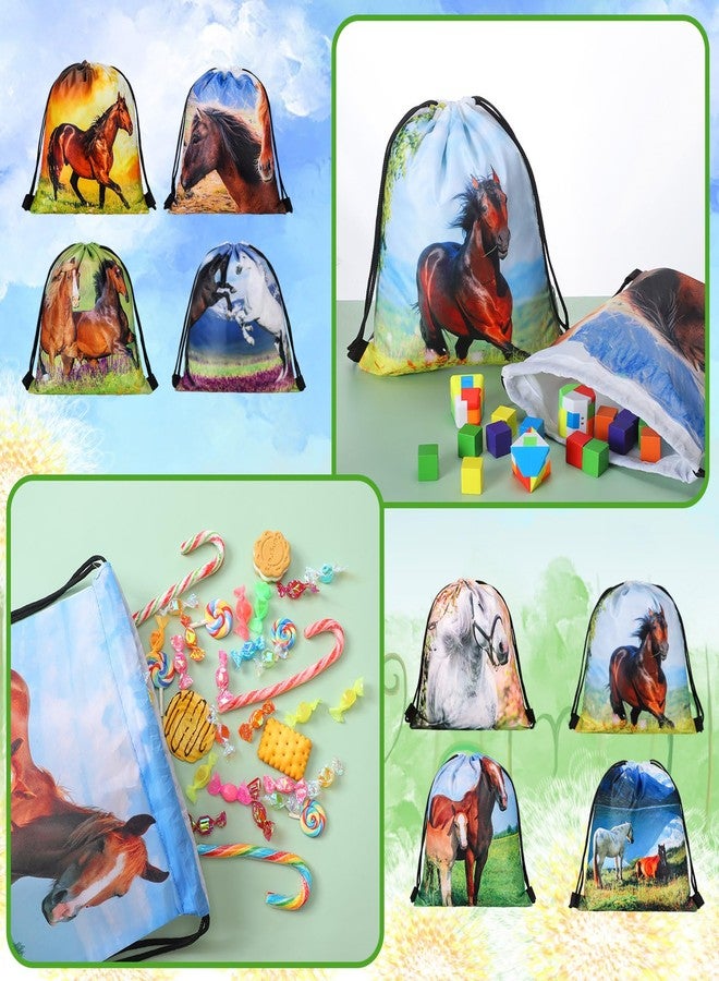 Saintrygo 16 Pcs Western Horse Party Favors Cowboy Cowgirl Drawstring Backpack Bags Horse Goodie Candy Bags Birthday Party Supplies Decorations - Image 2